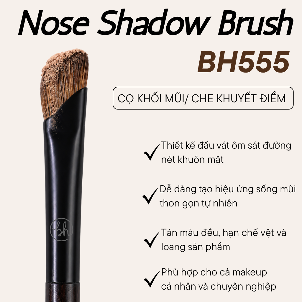Cọ Tạo Khối Mũi Đầu Dẹp Chính Xác BH Cosmetics Nose Shadow Brush BH555